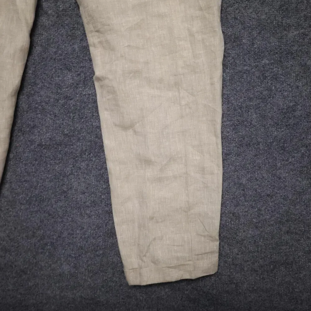 Franco Lotti Dress Pants Mens 36 Beige Linen Lined Flat Front Summer Trousers